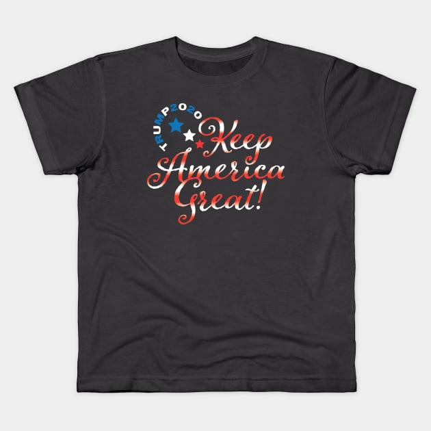 Trump 2020 Keep America Great USA Flag Kids T-Shirt by Sanford Studio